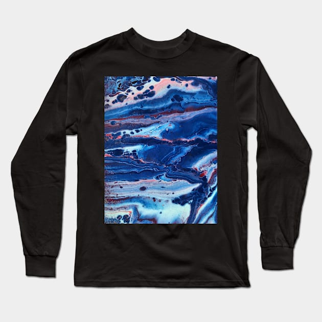 Mountain Lake - Abstract Acrylic Pour Painting Long Sleeve T-Shirt by dnacademic